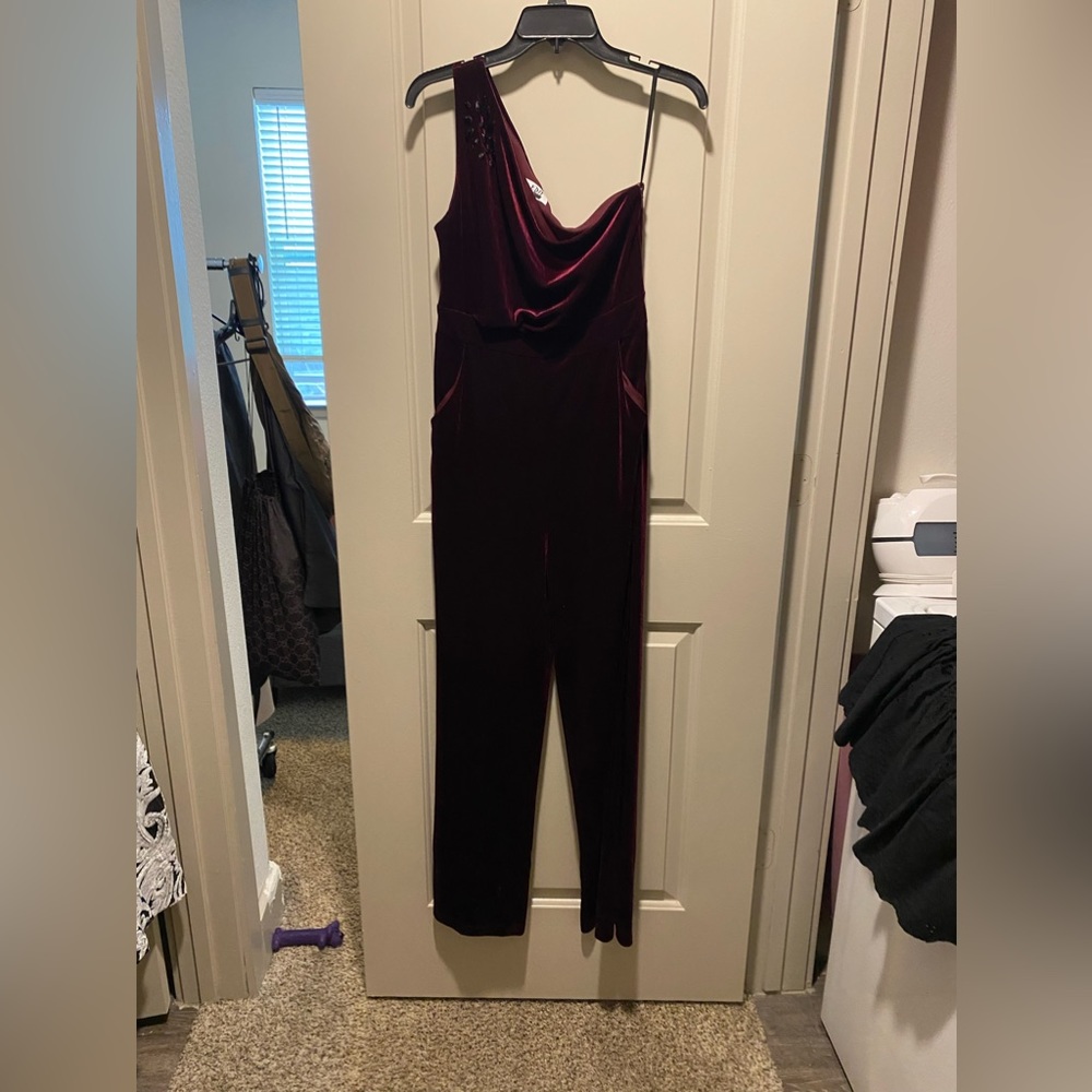 Velvet burgundy jumpsuit